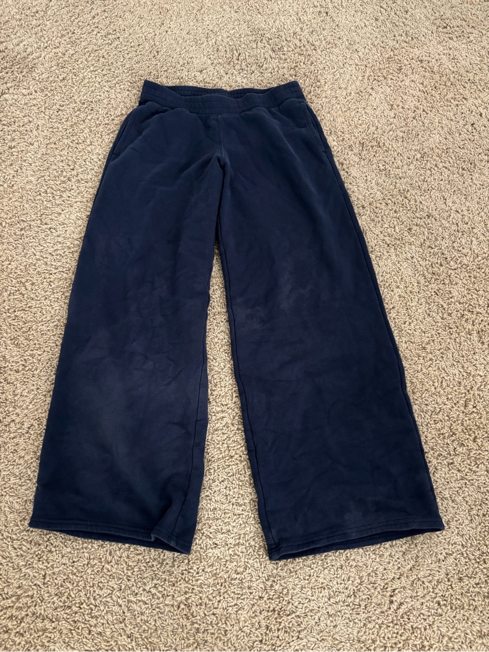 Hollister Navy Wide-Leg Fleece Joggers